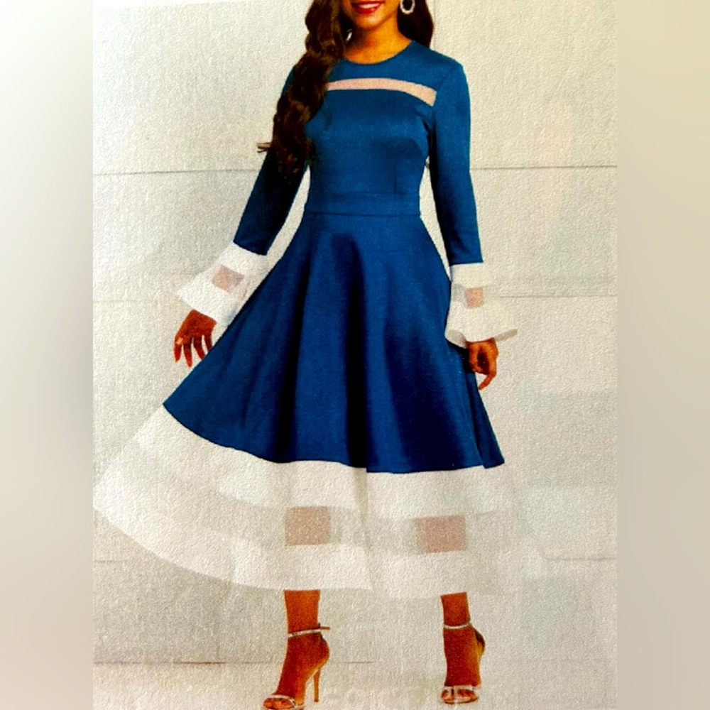 EricDress Long Sleeve Flare Mesh Cuff